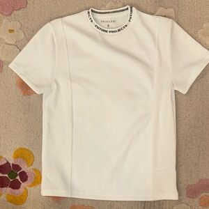 Primark White Short Sleeve Tee with Text Collar